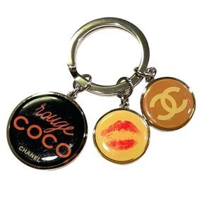 Authentic CHANEL COCO 3 Charm CC Logo Keychain/Key Holder